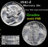 1941-d Mercury Dime 10c Grades Select Unc FSB