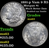 1891-p Vam 9 R5 Morgan Dollar $1 Grades Select Unc