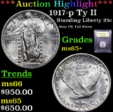 ***Auction Highlight*** 1917-p Ty II Standing Liberty Quarter 25c Graded GEM+ Unc By USCG (fc)