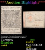 ***Auction Highlight*** Continental Currency January 14th, 1779 $5 Fr-CC91 Sig W. Gardner & R. Mulla