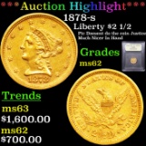 ***Auction Highlight*** 1878-s Gold Liberty Quarter Eagle $2 1/2 Graded Select Unc By USCG (fc)