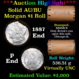 ***Auction Highlight*** AU/BU Slider Brinks Shotgun Morgan $1 Roll 1887 & P Ends Virtually UNC (fc)