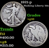 1921-p Walking Liberty Half Dollar 50c Grades vg+