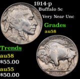1914-p Buffalo Nickel 5c Grades Choice AU/BU Slider