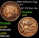 1863 Liberty Cap Civil War Token 1c Grades xf+