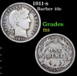 1911-s Barber Dime 10c Grades f+