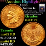 ***Auction Highlight*** 1883 Indian Cent 1c Graded Choice+ Unc RD By USCG (fc)
