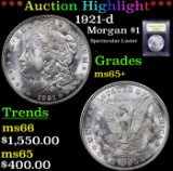***Auction Highlight*** 1921-d Morgan Dollar $1 Graded GEM+ Unc By USCG (fc)