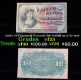 1870's US Fractional Currency 10¢ Fourth Issue Fr-1258 vf+