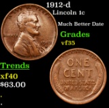 1912-d Lincoln Cent 1c Grades vf++