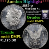 ***Auction Highlight*** 1885-p Morgan Dollar $1 Graded GEM Unc DMPL By USCG (fc)