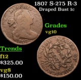 1807 S-275 R-3 Draped Bust Large Cent 1c Grades vg+