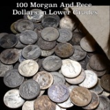 ***Auction Highlight*** 100 Morgan And Pece Dollars in Lower Grades (fc)