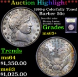 ***Auction Highlight*** 1898-p Colorfully Toned Barber Half Dollars 50c Graded Select+ Unc By USCG (