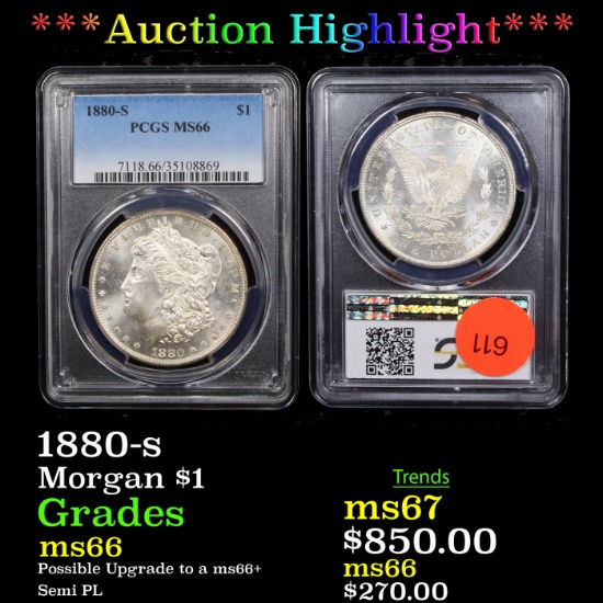 ***Auction Highlight*** PCGS 1880-s Morgan Dollar $1 Graded ms66 By PCGS (fc)