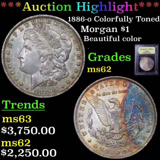 ***Auction Highlight*** 1886-o Colorfully Toned Morgan Dollar $1 Graded Select Unc By USCG (fc)