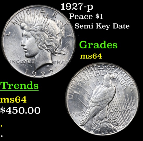 1927-p Peace Dollar $1 Grades Choice Unc