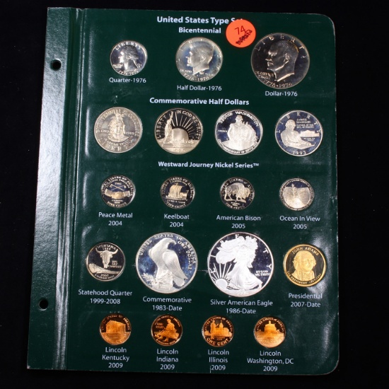Complete United States Proof Type Set Page 1976-2009 19 coins