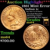 ***Auction Highlight*** 1861 Mint Error Indian Cent 1c Graded Choice Unc By USCG (fc)