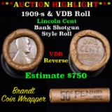 ***Auction Highlight*** Lincoln Wheat cent 1c orig roll, 1909-s end, VDB other end