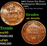 1863 Union For Ever Washington Mounted Civil War Token 1c Grades AU Details