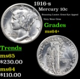 1916-s Mercury Dime 10c Grades Choice+ Unc