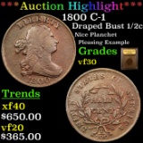 ***Auction Highlight*** 1800 C-1 Draped Bust Half Cent 1/2c Graded vf++ By USCG (fc)