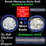 Buffalo Nickel Shotgun Roll in Old Bank Style 'Bell Telephone' Wrapper 1915 & d Mint Ends Grades