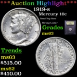 ***Auction Highlight*** 1919-s Mercury Dime 10c Graded Select Unc By USCG (fc)