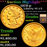 ***Auction Highlight*** 1878-p Gold Liberty Quarter Eagle $2 1/2 Graded ms64+ By SEGS (fc)