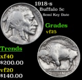 1918-s Buffalo Nickel 5c Grades vf+