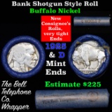 Buffalo Nickel Shotgun Roll in Old Bank Style 'Bell Telephone' Wrapper 1925 & d Mint Ends Grades