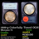 1889-p Colorfully Toned OGH Morgan Dollar $1 Graded ms63 By PCGS