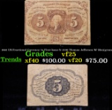 1862 US Fractional Currency 5c First Issue fr-1230 Thomas Jefferson W/ Monigram Grades vf+