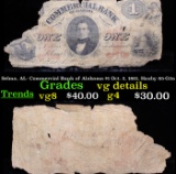 Selma, AL- Commercial Bank of Alabama $1 Oct. 2, 1861, Haxby 85-G2a Grades vg details