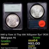 PCGS 1887-p Vam 12 Top 100 'Alligator Eye' OGH Morgan Dollar $1 Graded ms63 By PCGS