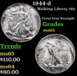 1944-d Walking Liberty Half Dollar 50c Grades GEM Unc