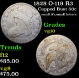 1828 O-119 R3 Capped Bust Half Dollar 50c Grades vg+