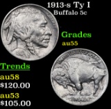 1913-s Ty I Buffalo Nickel 5c Grades Choice AU