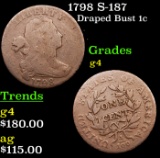 1798 S-187 Draped Bust Large Cent 1c Grades g, good