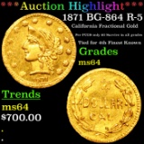 ***Auction Highlight*** 1871 BG-864 R-5 Calaforina Fractional Gold 25c Graded ms64 BY SEGS (fc)