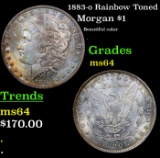 1883-o Rainbow Toned Morgan Dollar $1 Grades Choice Unc