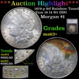 ***Auction Highlight*** 1878-p 8tf Rainbow Toned Vam 18 I4 R5 DDO Morgan Dollar $1 Graded ms63+ By S