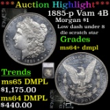 ***Auction Highlight*** 1885-p Vam 4B I2 R5 Morgan Dollar $1 Graded ms64+ dmpl By SEGS (fc)