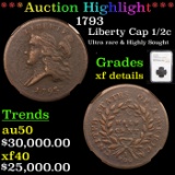 ***Auction Highlight*** NGC 1793 Liberty Cap half cent 1/2c Graded xf details By NGC (fc)