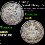 1875-p Seated Liberty Dime 10c Grades Choice AU/BU Slider