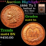 ***Auction Highlight*** 1886 Ty I Indian Cent 1c Graded ms64 bn By SEGS (fc)