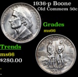 1936-p Boone Old Commem Half Dollar 50c Grades GEM+ Unc