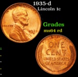 1935-d Lincoln Cent 1c Grades Choice Unc RD