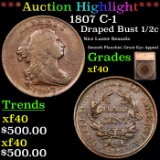 ***Auction Highlight*** 1807 C-1 Draped Bust Half Cent 1/2c Graded xf40 By SEGS (fc)